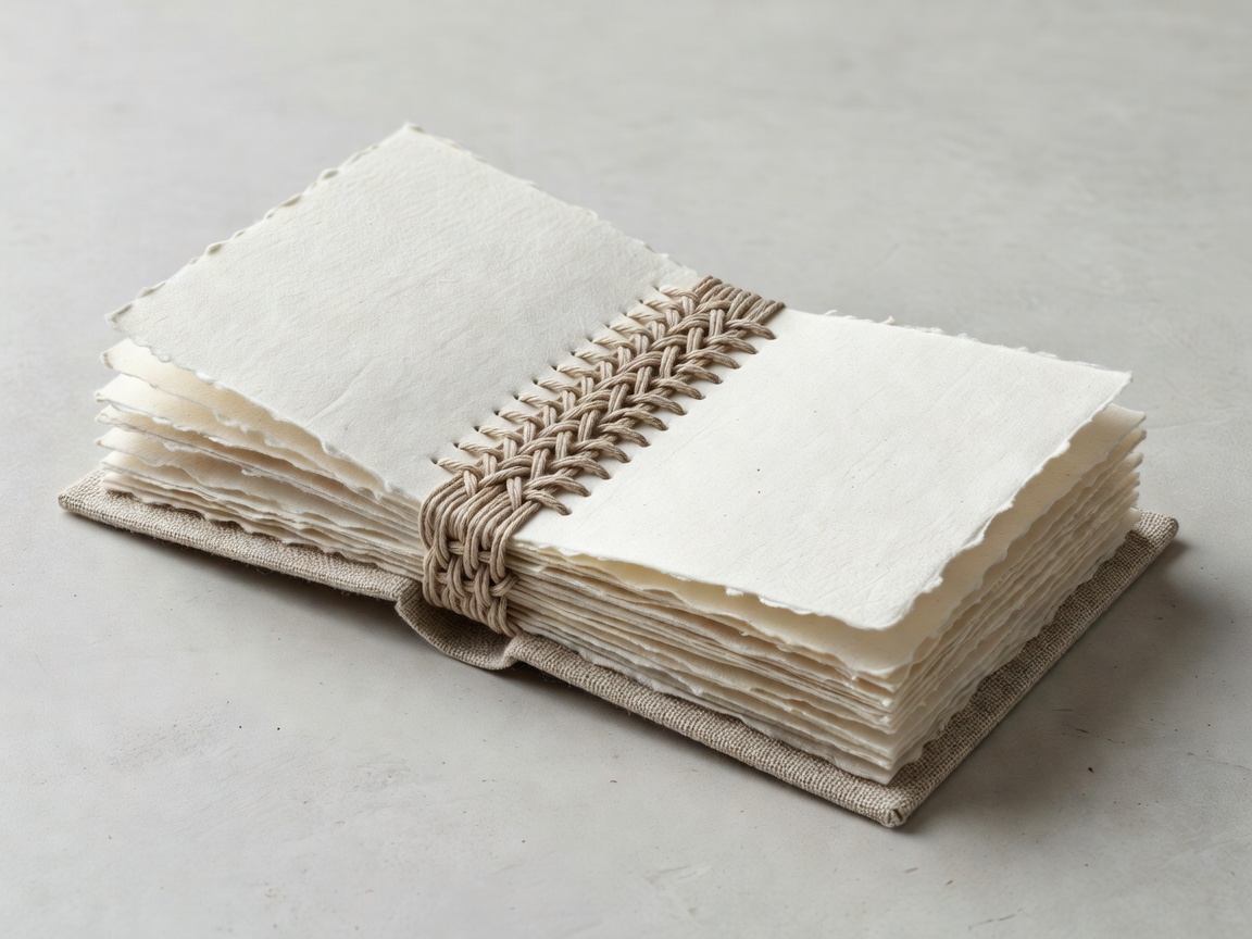 Coptic stitch book with exposed chain sewing and folded sections